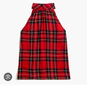 Tartan tie-neck tank top